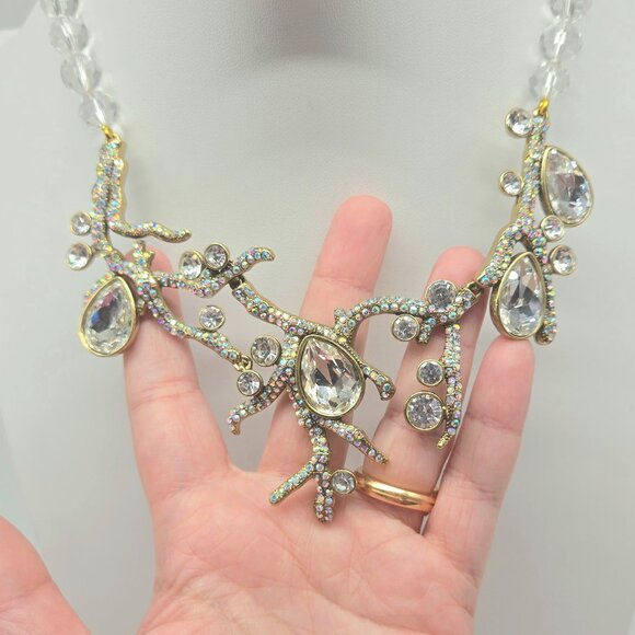 Heidi Daus Budding Branch Aurora Borealis Swarovski Crystal Coral Necklace NIB - Picture 7 of 11